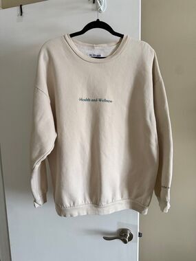 Call Her Daddy Health and Wellness Cream Crewneck Sweatshirt Size Large EUC